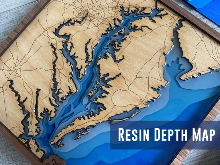 Read more about the article Creating a Resin Depth Map – Laser cutting a Map of The Chesapeake Bay