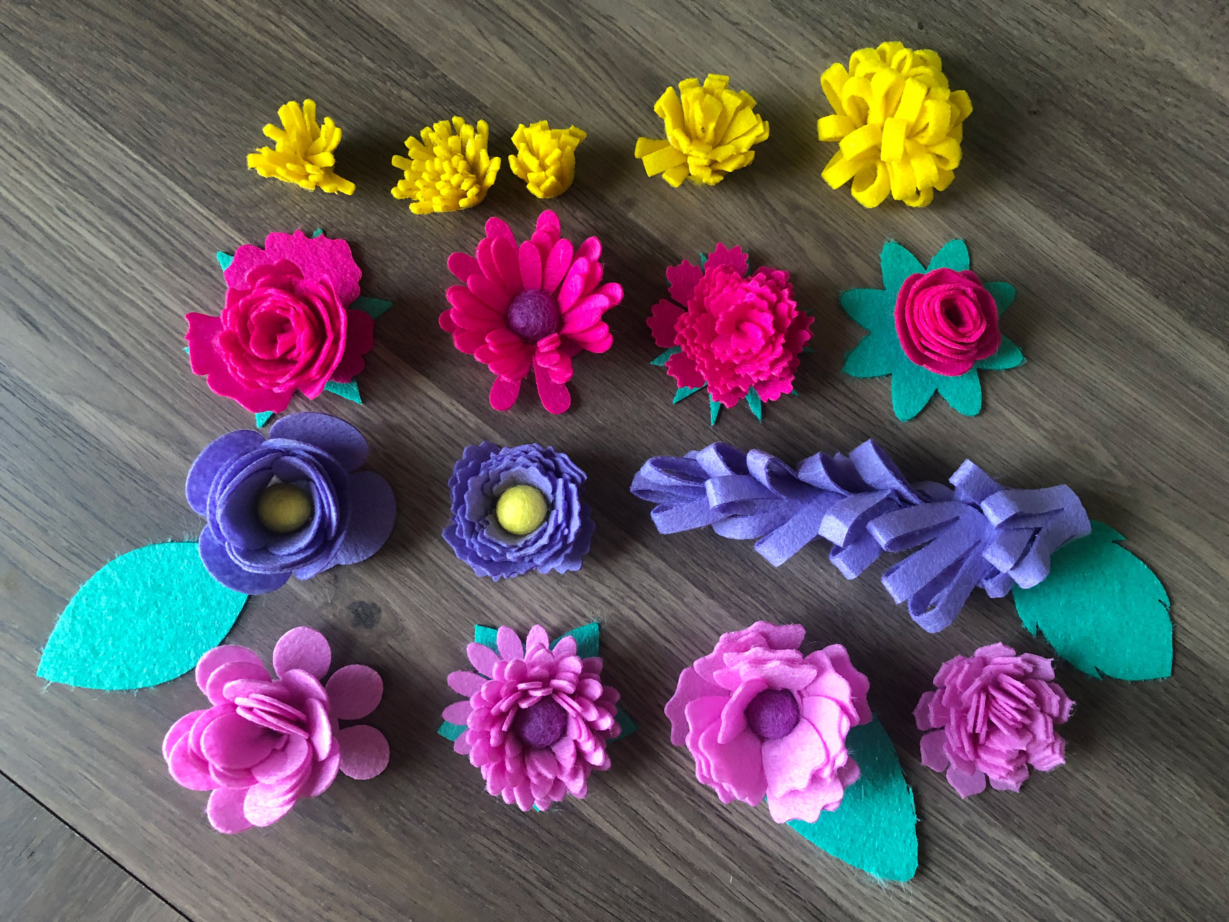 Felt Shapes Die Cut DIY Flowers Different Sizes