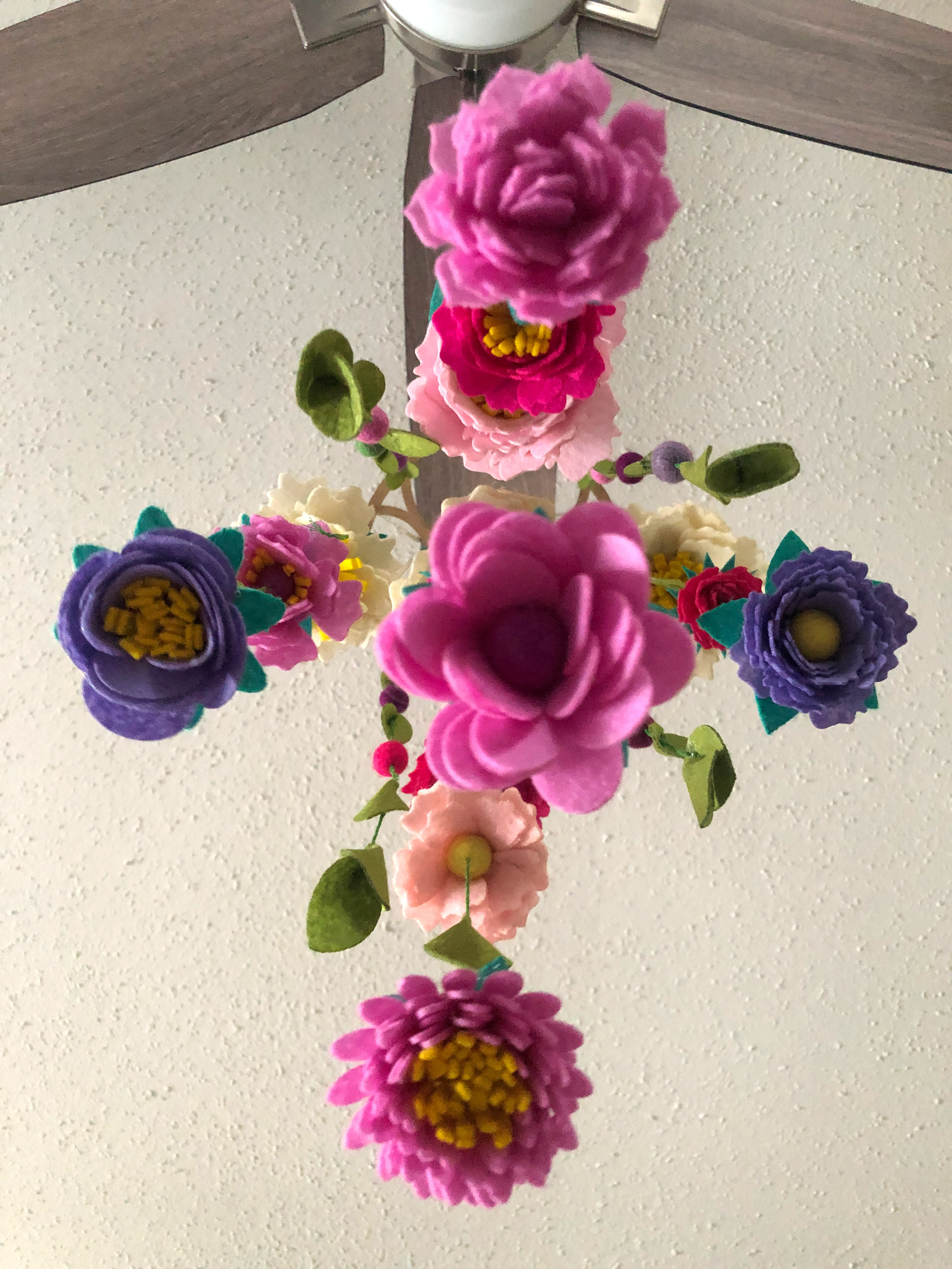 DIY Felt Flower Mobile - Cotton Stem