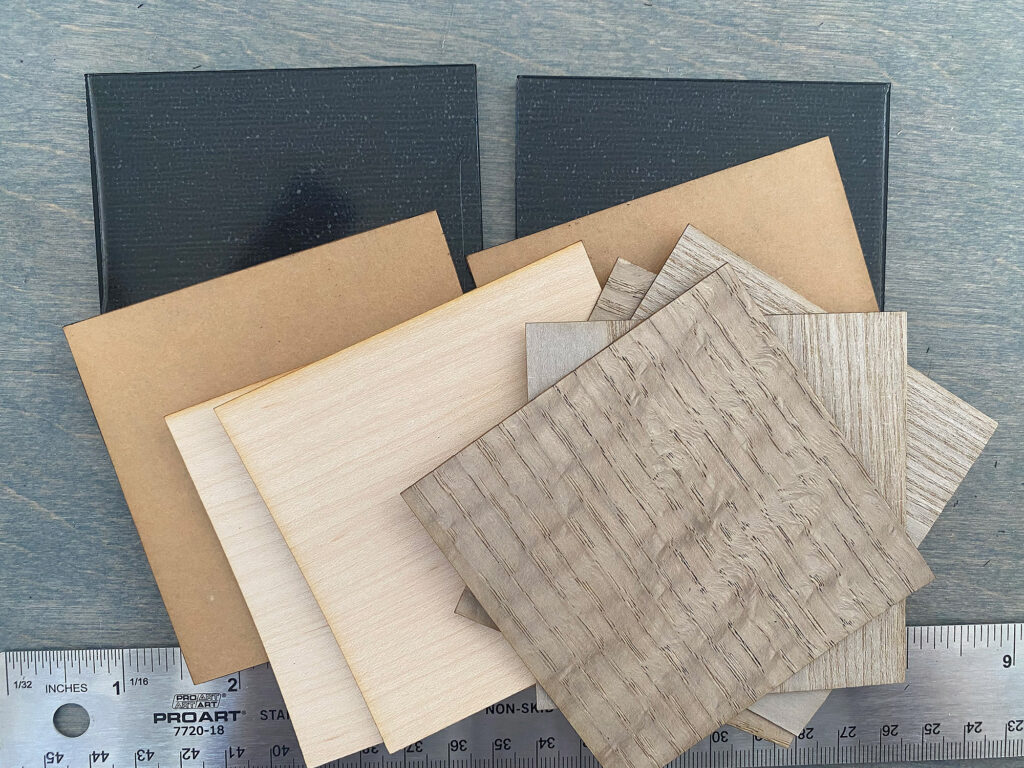 laser cut acrylic and wood veneers — YEAH laser